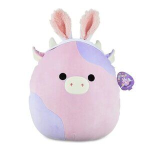 Squishmallows 16” Patty The Pink Cow Wearing Bunny Ears Easter 2024 Large Plush